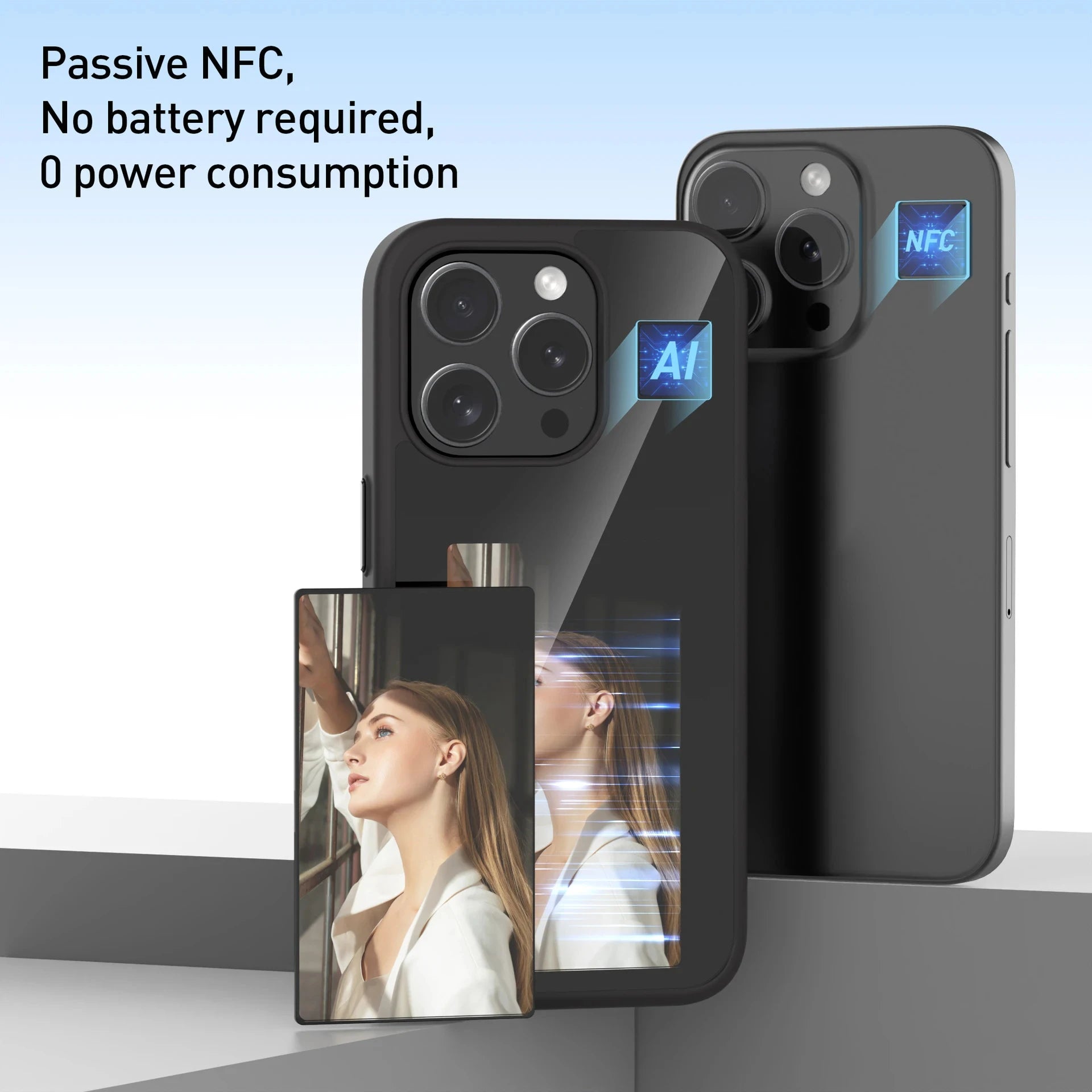 Trending New Shockproof Mobile Cover Wireless Transmission DIY E-Ink Screen NFC Smart Phone Case for Iphones 15 Pro Max Cases