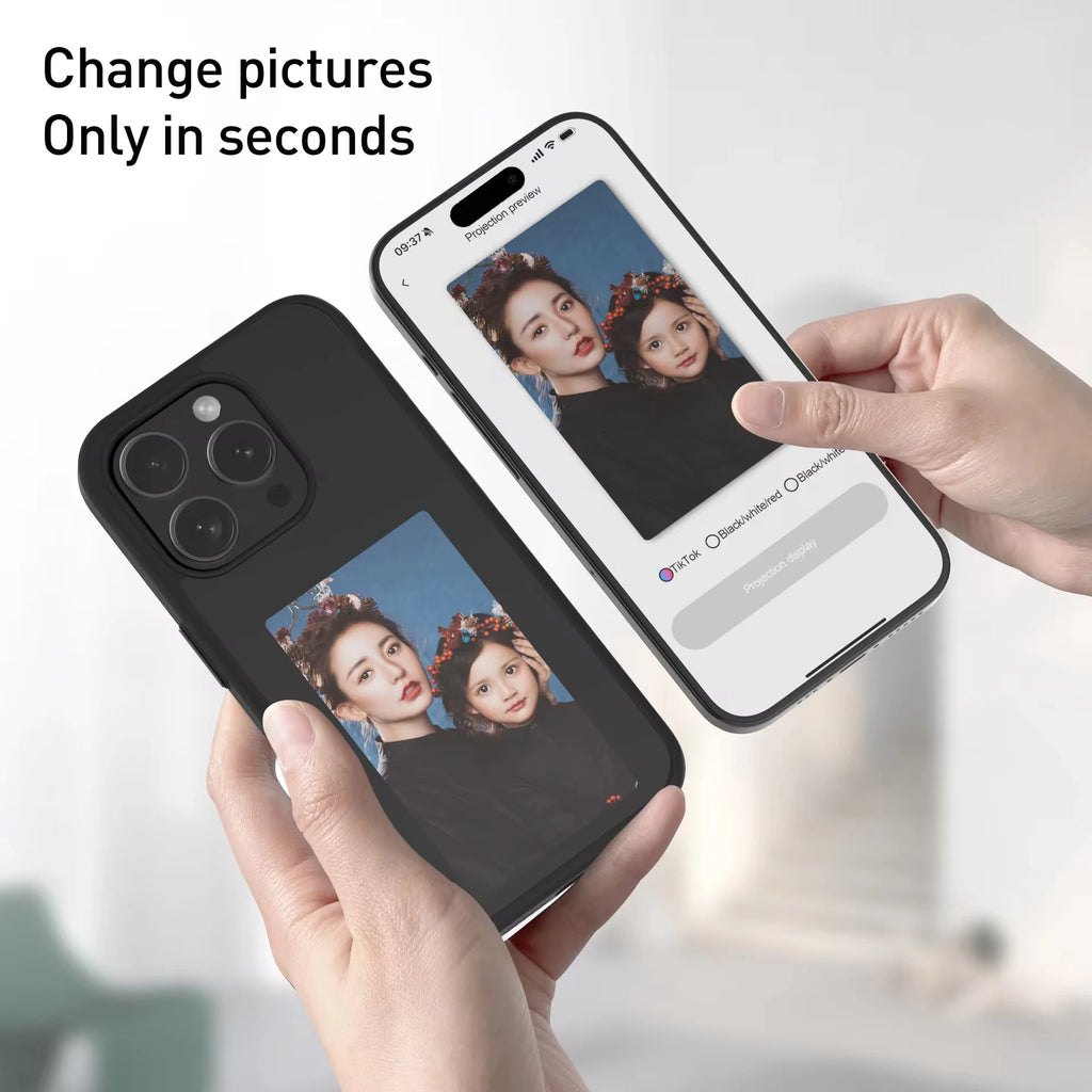 Trending New Shockproof Mobile Cover Wireless Transmission DIY E-Ink Screen NFC Smart Phone Case for Iphones 15 Pro Max Cases
