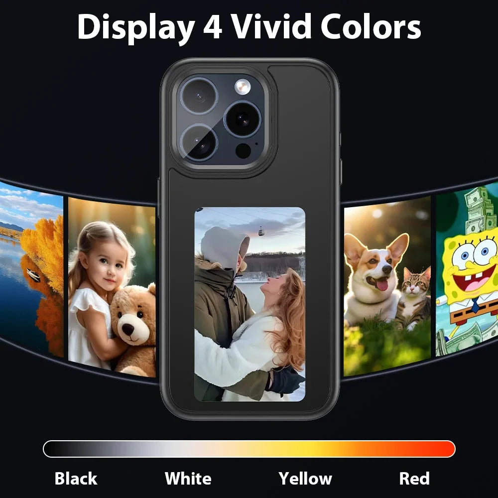 Trending New Shockproof Mobile Cover Wireless Transmission DIY E-Ink Screen NFC Smart Phone Case for Iphones 15 Pro Max Cases