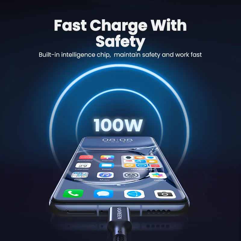 UGREEN SCP 6A 100W Type C Cable only for Huawei Honor Fast Charging USB-A to USB-C Cord Cable Huawei Super Charge Data Transfer