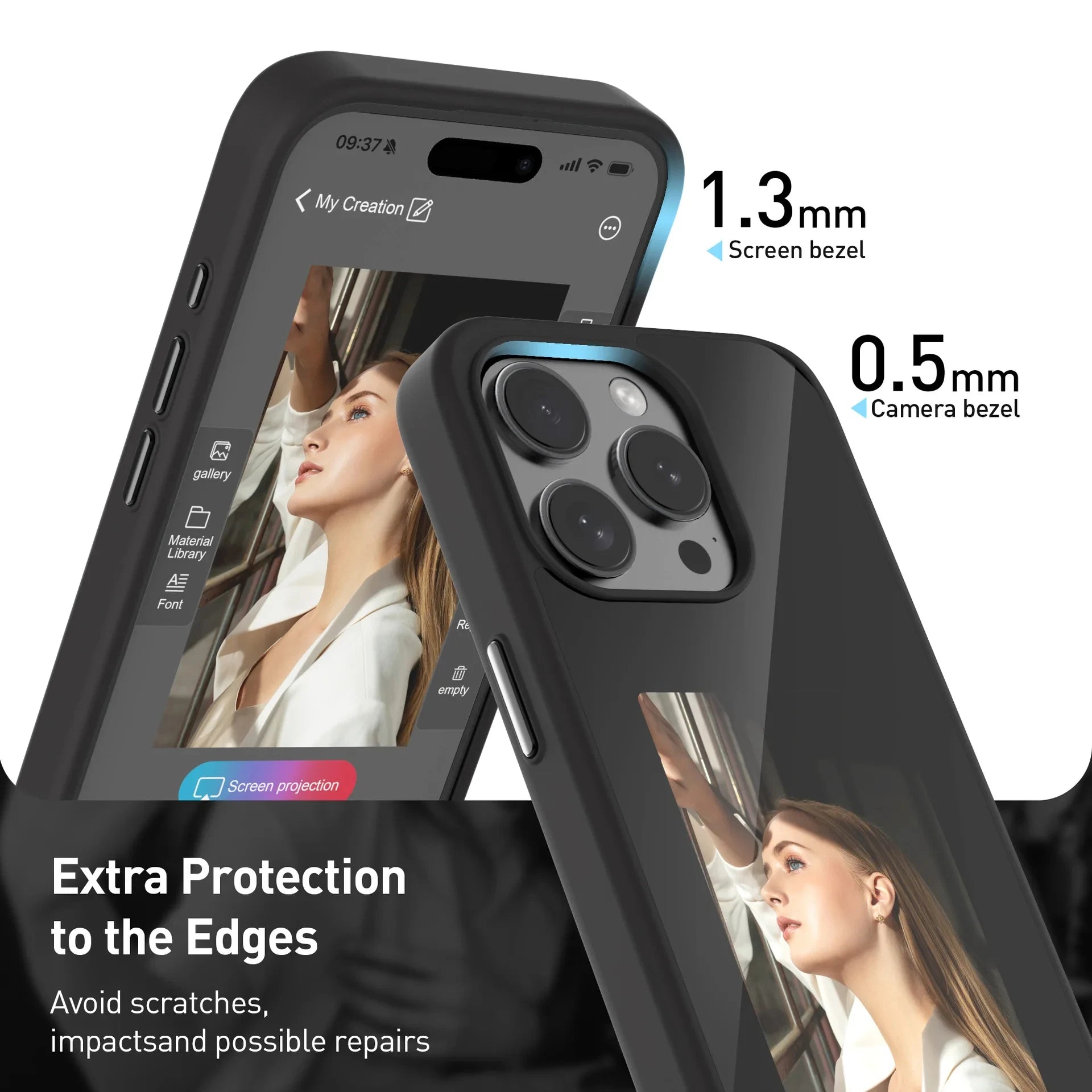 Trending New Shockproof Mobile Cover Wireless Transmission DIY E-Ink Screen NFC Smart Phone Case for Iphones 15 Pro Max Cases