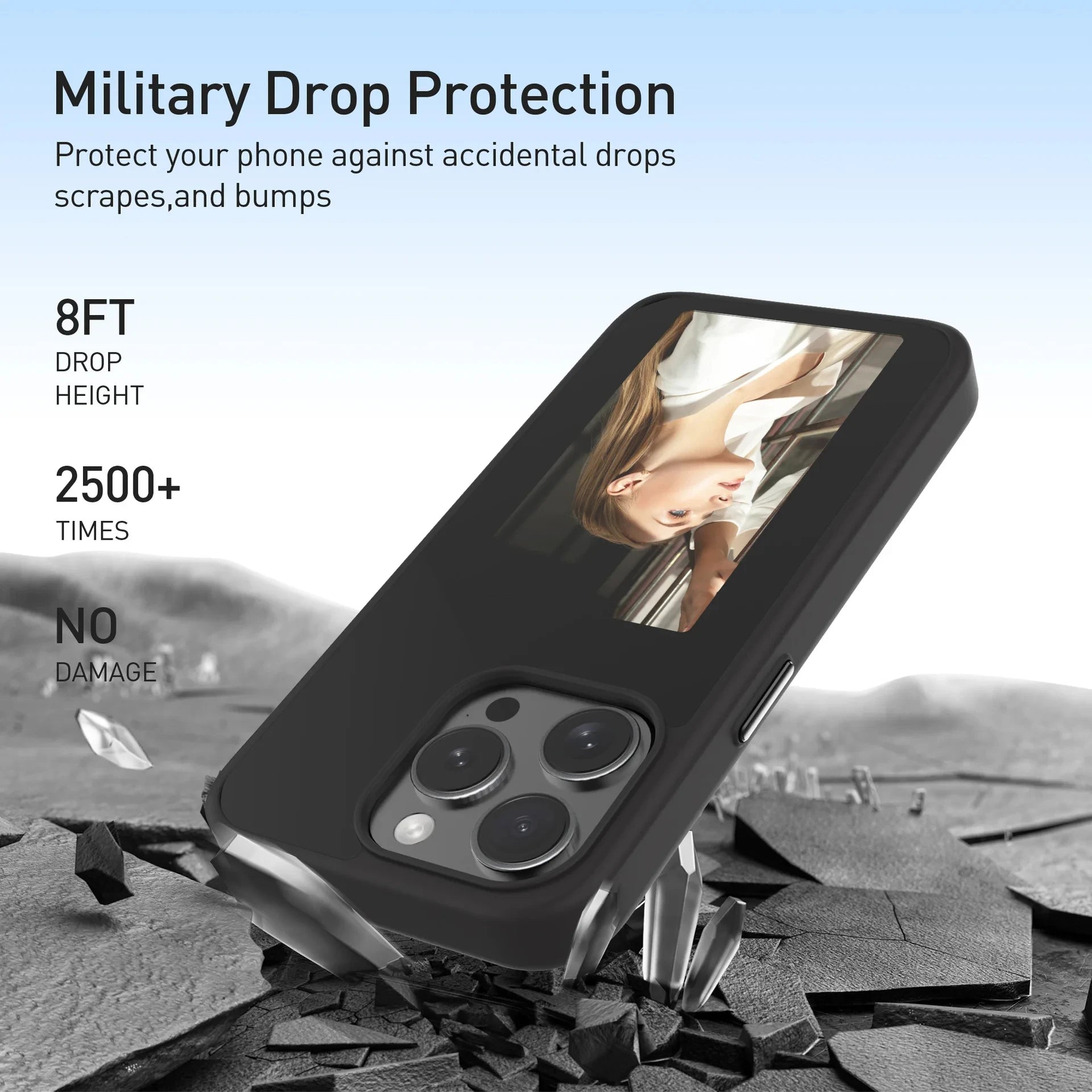 Trending New Shockproof Mobile Cover Wireless Transmission DIY E-Ink Screen NFC Smart Phone Case for Iphones 15 Pro Max Cases