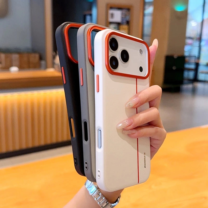 For iPhone 17 Pro Max 17 Air Case Luxury PU Leather Colored Splicing Ultra-thin Protective Cover capa for iPhone17 Pro Max