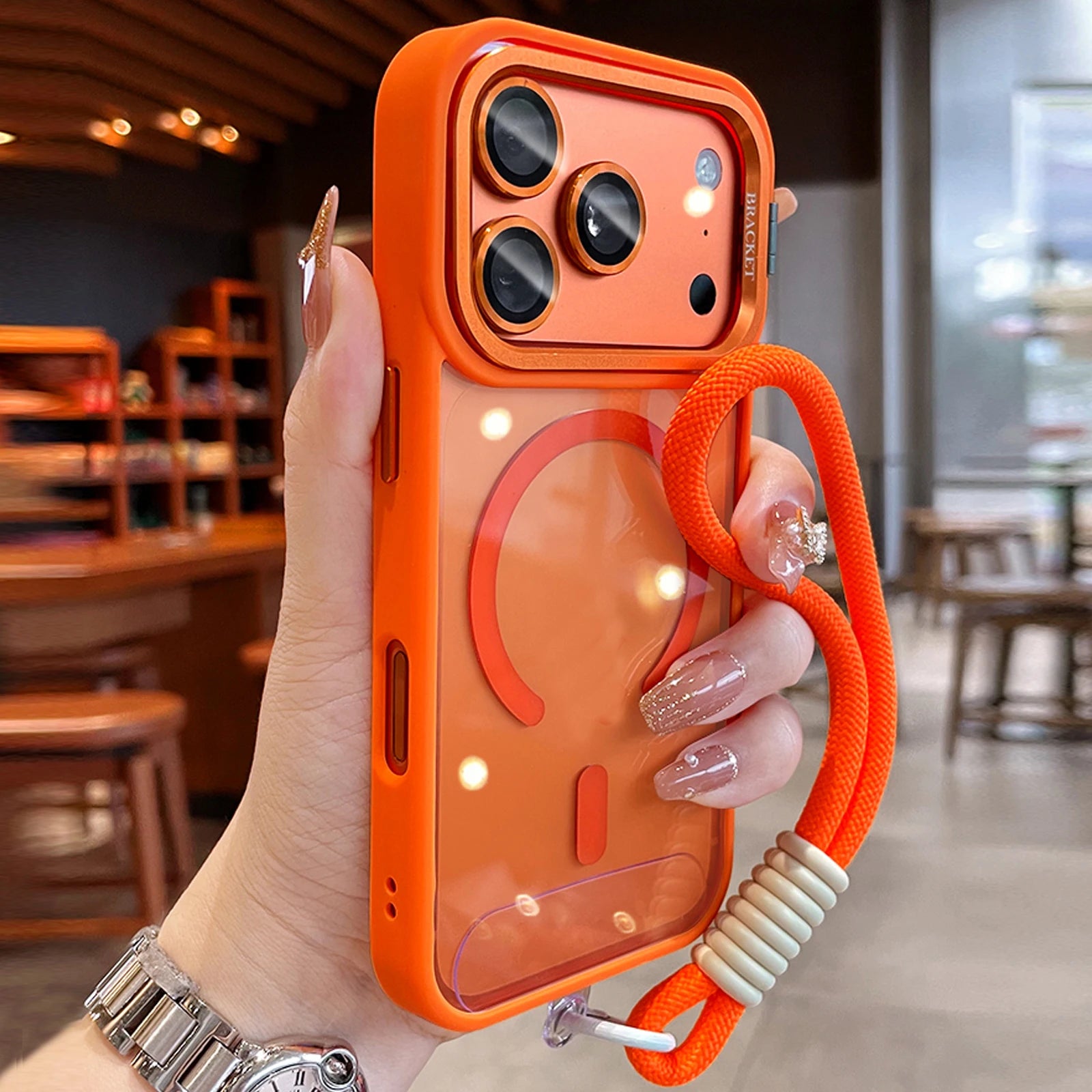 New Tech-Style Magnetic Drop-proof Full-wrap Phone Case with Holder Lanyard for iPhone 17 16 15 14 13 12 11 Pro Max Plus Air