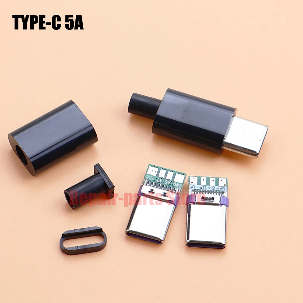 Type-C Mirco USB 3.1 5A Connector Male Jack Tail Plug Adapter Shell For Phone Fast Charging Connect Welding With PCB Board DIY