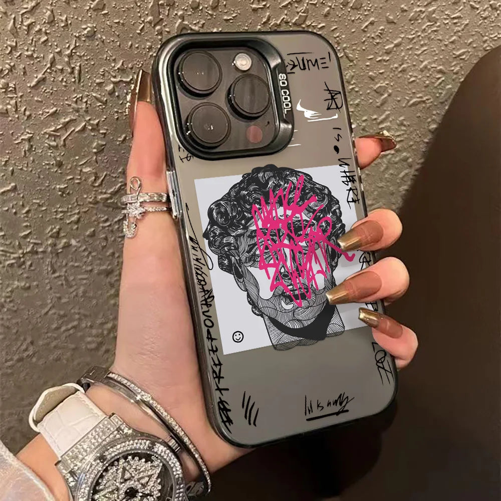 Luxury INS Star Phone Case For iPhone 16 Pro Max 17 13 11 15 14 12 17 Air 16promax 15promax 17promax Hard Matte IMD Funda Cover
