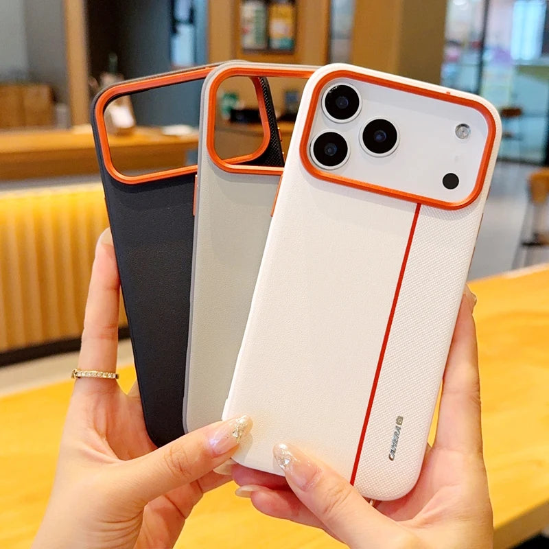 For iPhone 17 Pro Max 17 Air Case Luxury PU Leather Colored Splicing Ultra-thin Protective Cover capa for iPhone17 Pro Max
