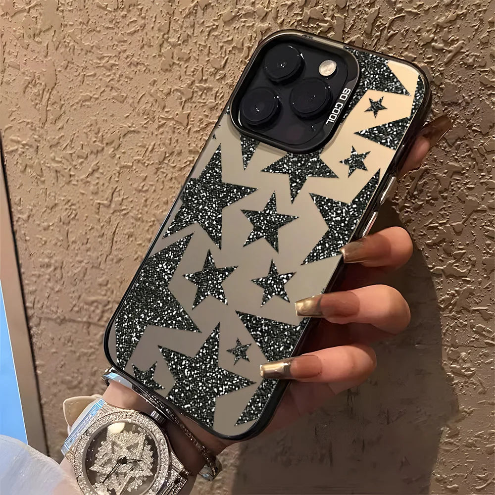 Luxury INS Star Phone Case For iPhone 16 Pro Max 17 13 11 15 14 12 17 Air 16promax 15promax 17promax Hard Matte IMD Funda Cover