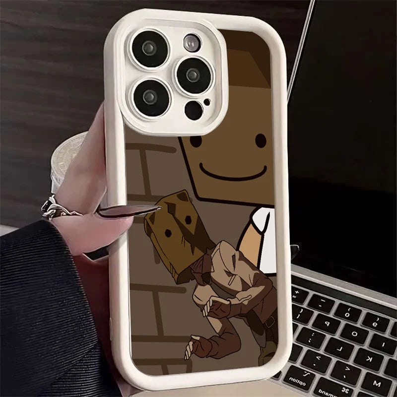 Cartoon Box Man Pattern Silicone Phone Case For iPhone