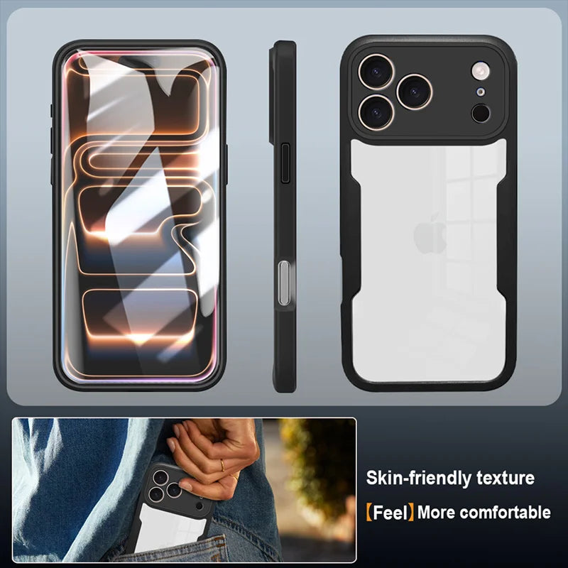 360 Full Cover Case For iPhone 17 Pro Max Air Capa For iPhone 16 Pro Max 14 15 Plus 13 12 11 X XR Screen Protection Phone Cover