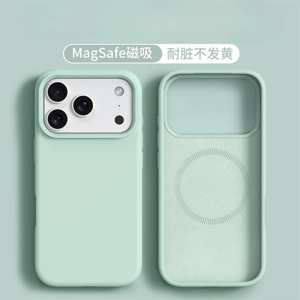 Liquid Silicone Magnetic for MagSafe Phone Case for IPhone 17 16 Pro Max 17 Ari Solid Color Skin Protection Soft Back Cover