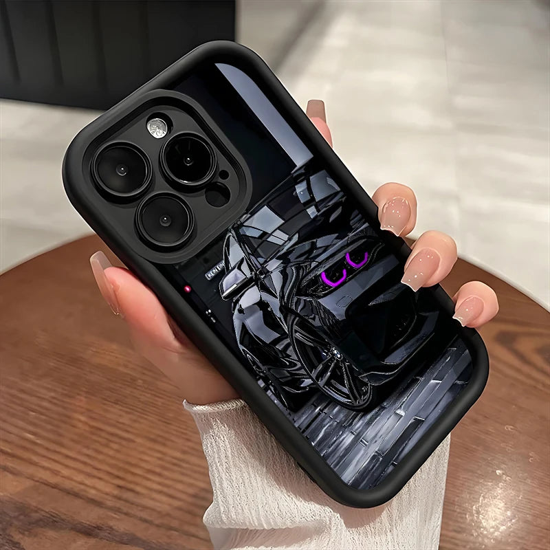 Fashion Black Sports Car Silicone Soft Phone Case For iPhone