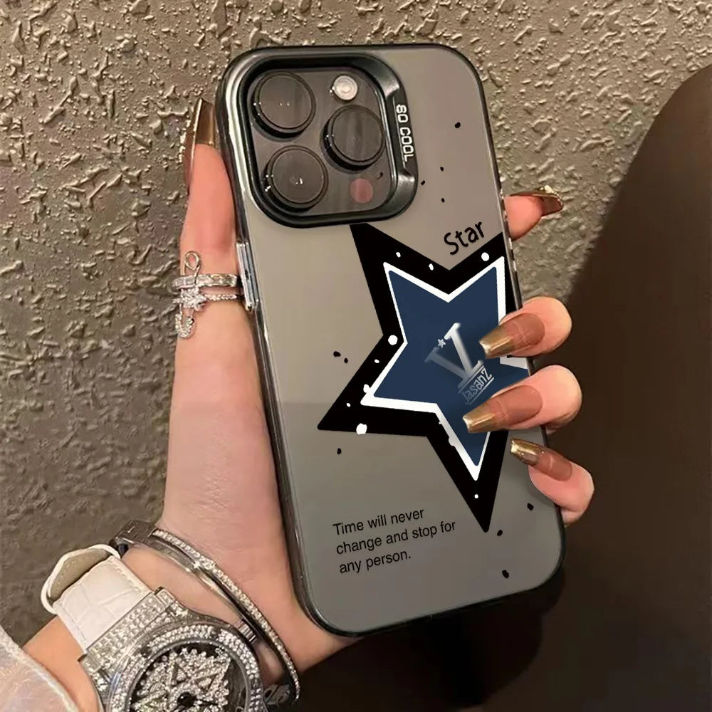 Luxury INS Star Phone Case For iPhone 16 Pro Max 17 13 11 15 14 12 17 Air 16promax 15promax 17promax Hard Matte IMD Funda Cover