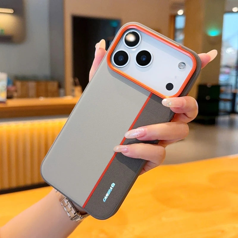 For iPhone 17 Pro Max 17 Air Case Luxury PU Leather Colored Splicing Ultra-thin Protective Cover capa for iPhone17 Pro Max