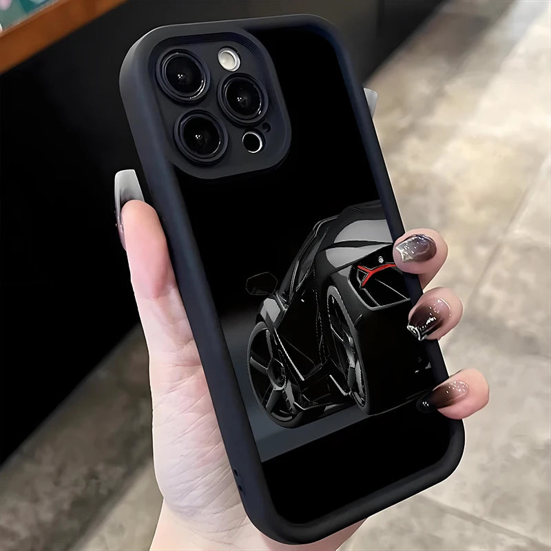 Fashion Black Sports Car Silicone Soft Phone Case For iPhone