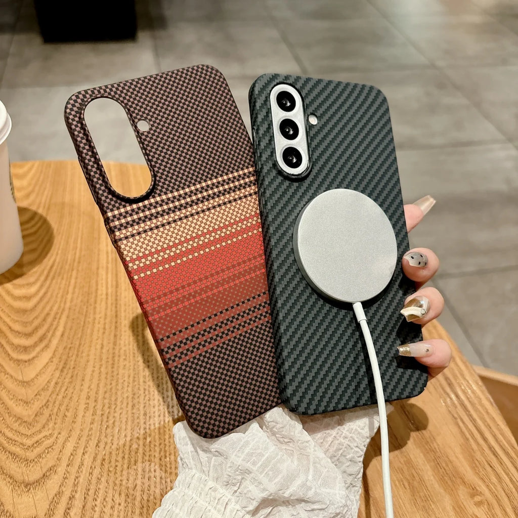 For Magsafe Magnetic Carbon Fiber Case For Samsung