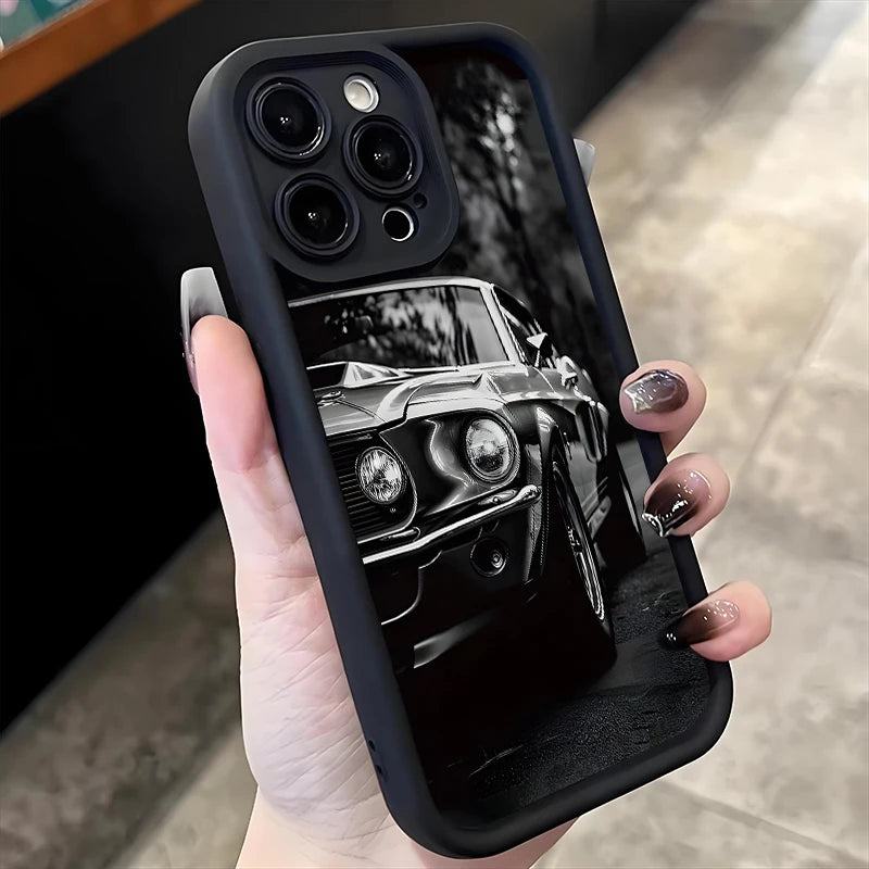 Fashion Black Sports Car Silicone Soft Phone Case For iPhone