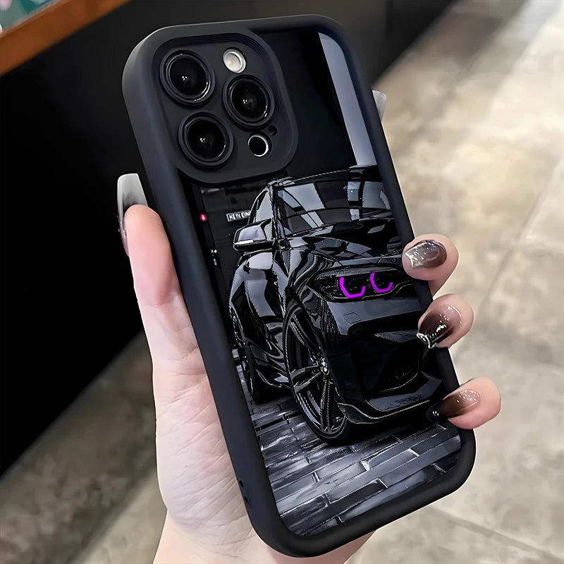 Fashion Black Sports Car Silicone Soft Phone Case For iPhone