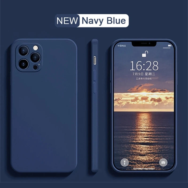 Original Liquid Silicone Phone Case For iPhone 17 16 15 14 13 11 12 15 Pro Max Mini X XR XS 7 8 Shockproof Back Cover