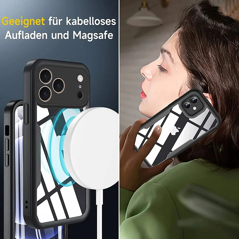 360 Full Cover Case For iPhone 17 Pro Max Air Capa For iPhone 16 Pro Max 14 15 Plus 13 12 11 X XR Screen Protection Phone Cover
