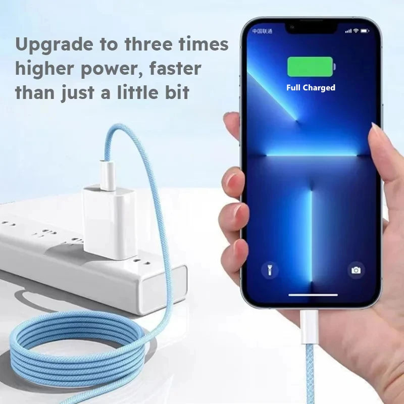 35W Fast Charge PD Cable For iPhone 13 14 Pro Max 11 12 mini X XR XS Max 7 8 Plus Quick Charging USB-C Data Braided Cables 1m 2m