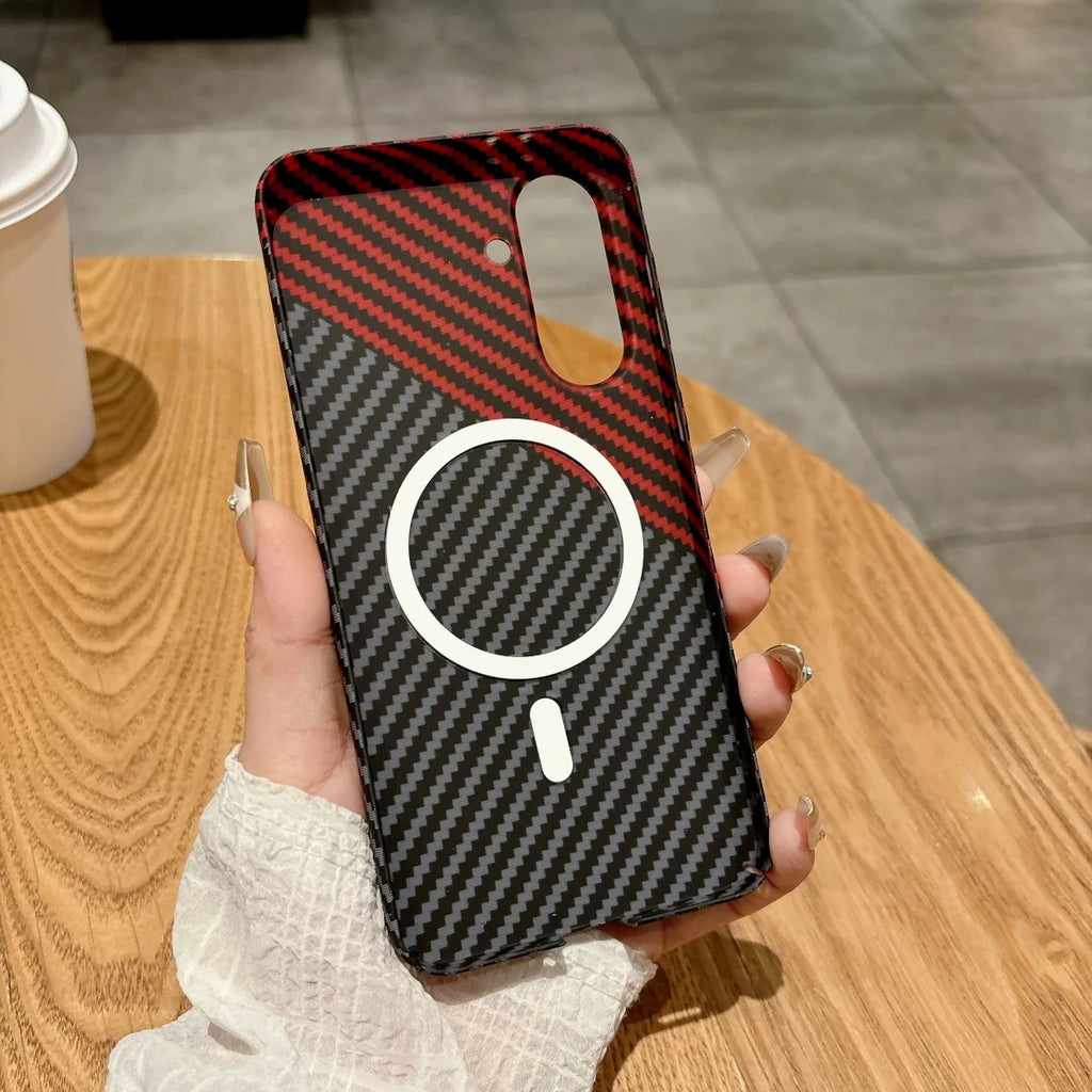 For Magsafe Magnetic Carbon Fiber Case For Samsung