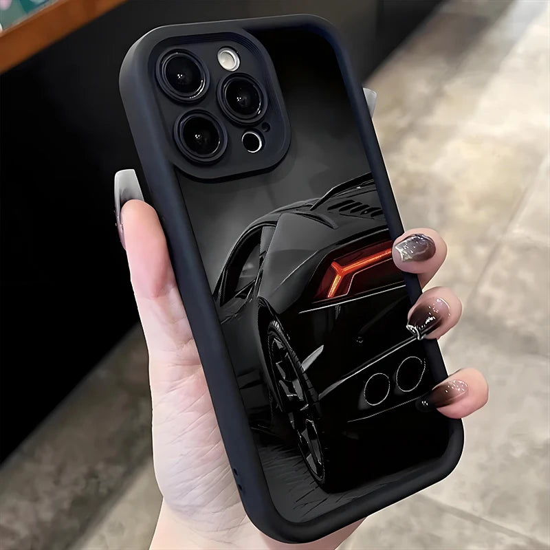 Fashion Black Sports Car Silicone Soft Phone Case For iPhone