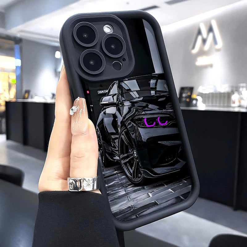 Fashion Black Sports Car Silicone Soft Phone Case For iPhone