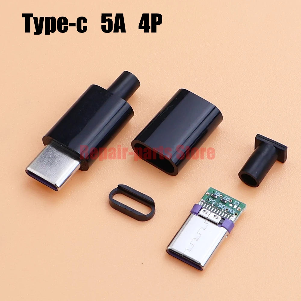 Type-C Mirco USB 3.1 5A Connector Male Jack Tail Plug Adapter Shell For Phone Fast Charging Connect Welding With PCB Board DIY