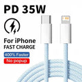 35W Fast Charge PD Cable For iPhone 13 14 Pro Max 11 12 mini X XR XS Max 7 8 Plus Quick Charging USB-C Data Braided Cables 1m 2m