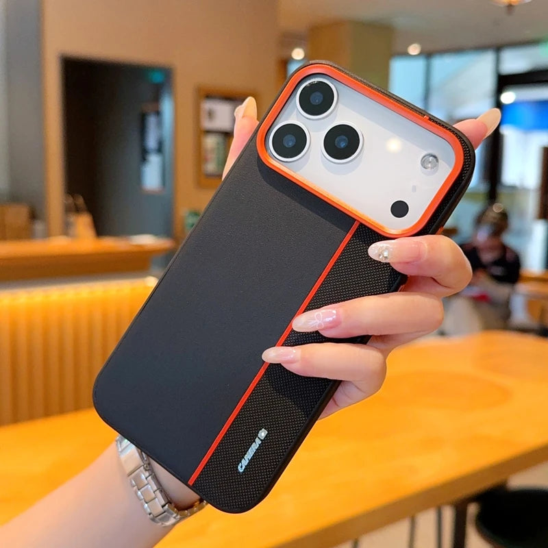 For iPhone 17 Pro Max 17 Air Case Luxury PU Leather Colored Splicing Ultra-thin Protective Cover capa for iPhone17 Pro Max