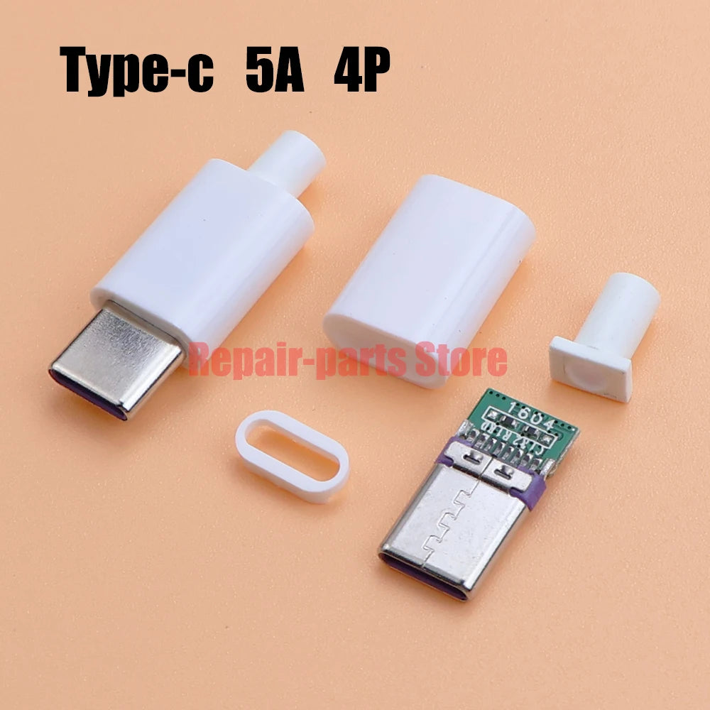 Type-C Mirco USB 3.1 5A Connector Male Jack Tail Plug Adapter Shell For Phone Fast Charging Connect Welding With PCB Board DIY