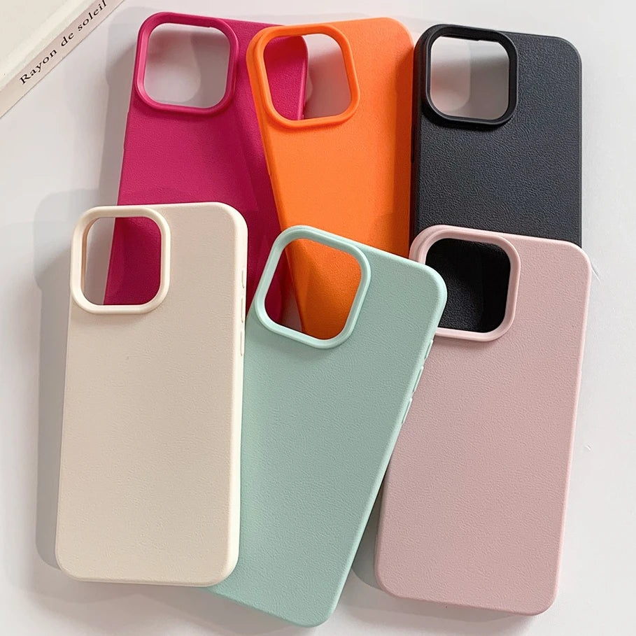 Leather Phone Case For iPhone 17 Pro Max 16 13 11 15 14 Plus 12 17 Air 17Promax 16promax Shockproof Soft TPU Funda Cover Coque