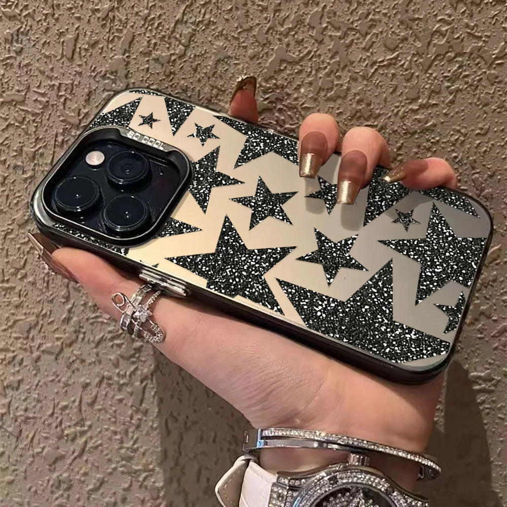 Luxury INS Star Phone Case For iPhone 16 Pro Max 17 13 11 15 14 12 17 Air 16promax 15promax 17promax Hard Matte IMD Funda Cover