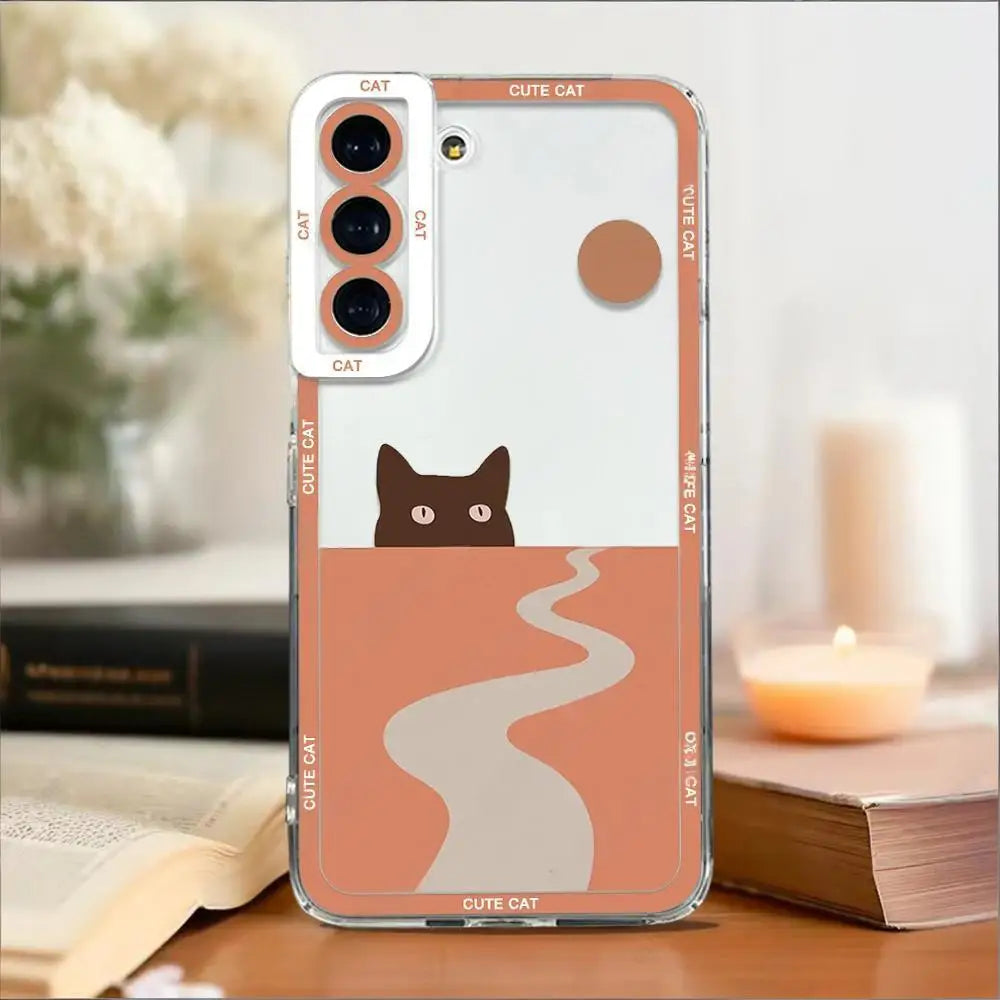 Cut Cartoon Cat Phone Case For Samsung Galaxy