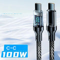 HOMEFISH 60W USB-C Super Fast Charging Cable with Digital Display, Braided Anti-Fracture Wire, Maximum Compatible with 120W