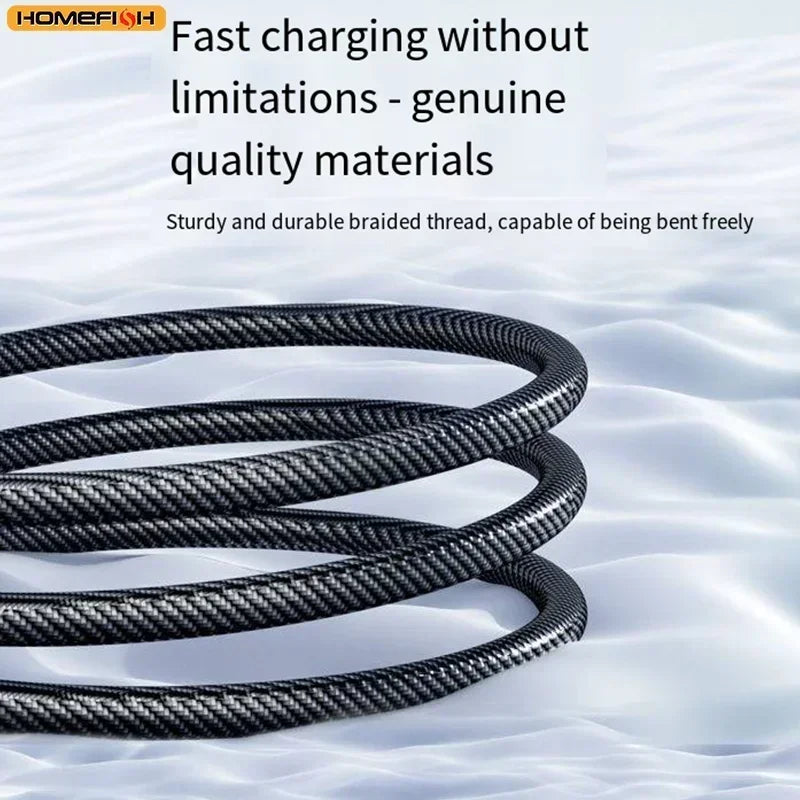 HOMEFISH 60W USB-C Super Fast Charging Cable with Digital Display, Braided Anti-Fracture Wire, Maximum Compatible with 120W