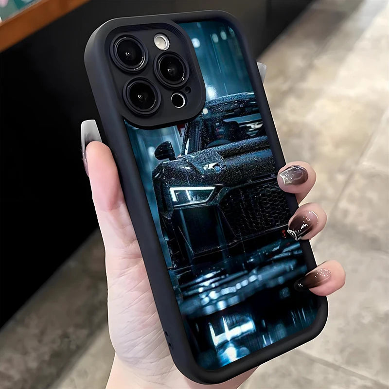 Fashion Black Sports Car Silicone Soft Phone Case For iPhone