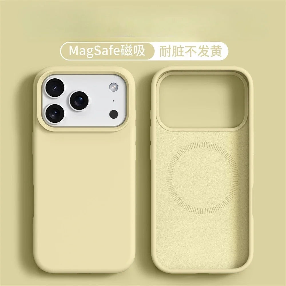 Liquid Silicone Magnetic for MagSafe Phone Case for IPhone 17 16 Pro Max 17 Ari Solid Color Skin Protection Soft Back Cover