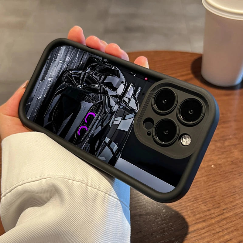 Fashion Black Sports Car Silicone Soft Phone Case For iPhone