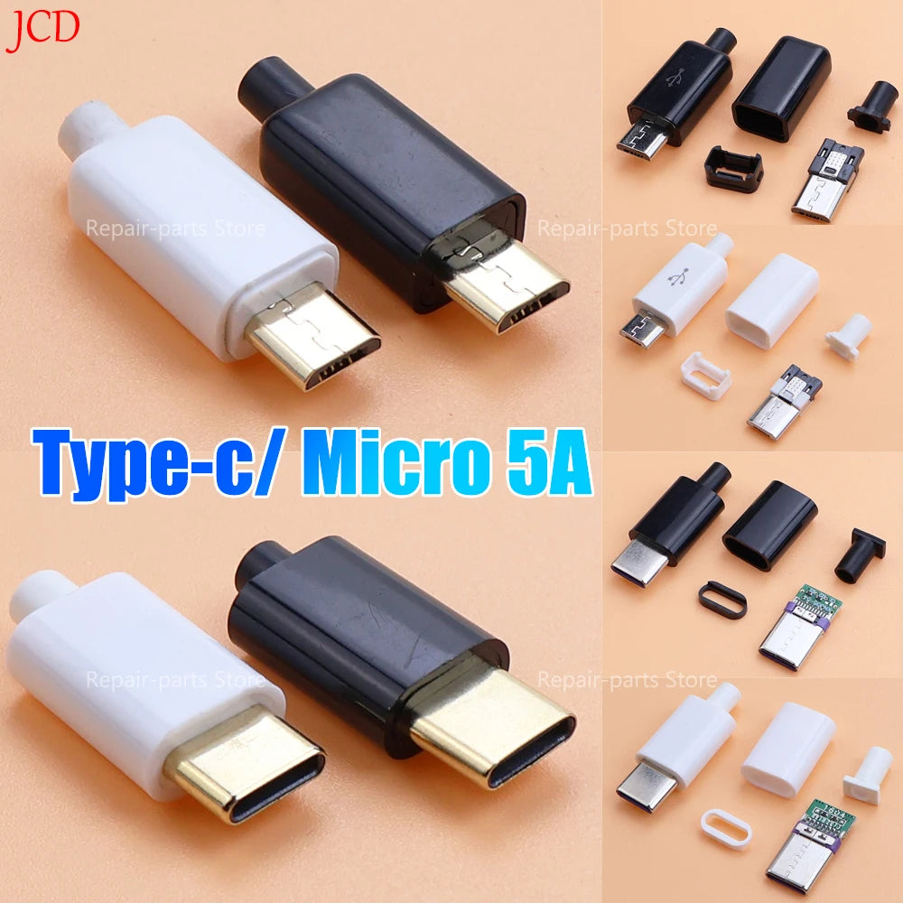 Type-C Mirco USB 3.1 5A Connector Male Jack Tail Plug Adapter Shell For Phone Fast Charging Connect Welding With PCB Board DIY