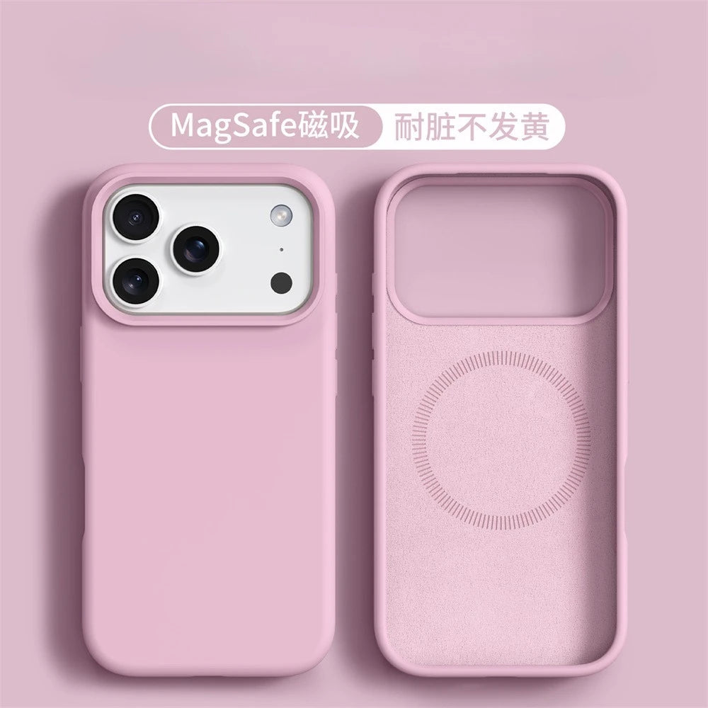 Liquid Silicone Magnetic for MagSafe Phone Case for IPhone 17 16 Pro Max 17 Ari Solid Color Skin Protection Soft Back Cover