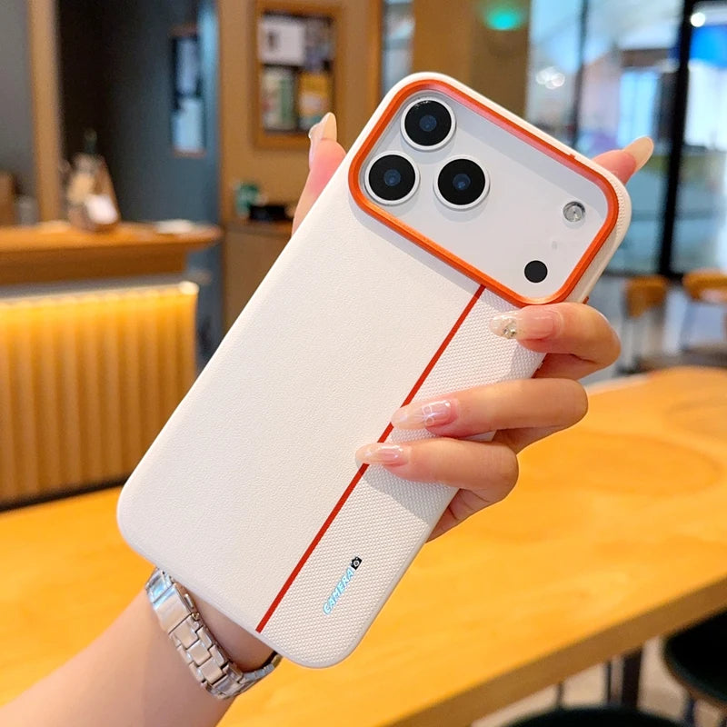 For iPhone 17 Pro Max 17 Air Case Luxury PU Leather Colored Splicing Ultra-thin Protective Cover capa for iPhone17 Pro Max
